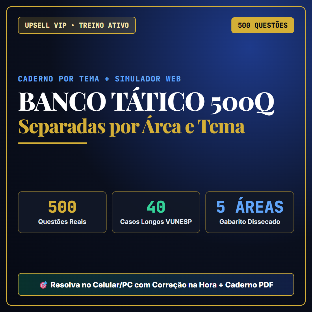 Acesso Liberado — Banco Tático 500Q (Caderno & Simulador por Tema)